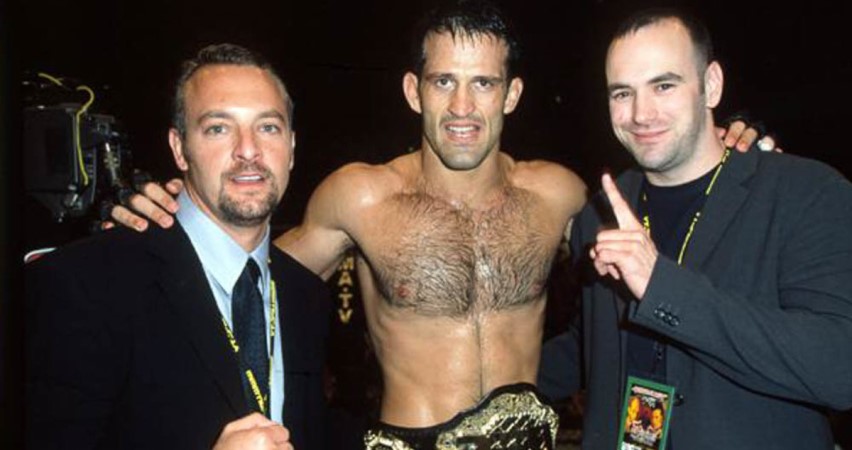 Lorenzo Fertitta, Murilo Bustamante y Dana White en 2002